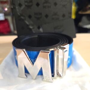 MCM Claus Leather Inlay M Reversible Belt 1.5" In Embossed Leather